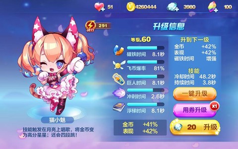 天天酷跑猫小魅配什么